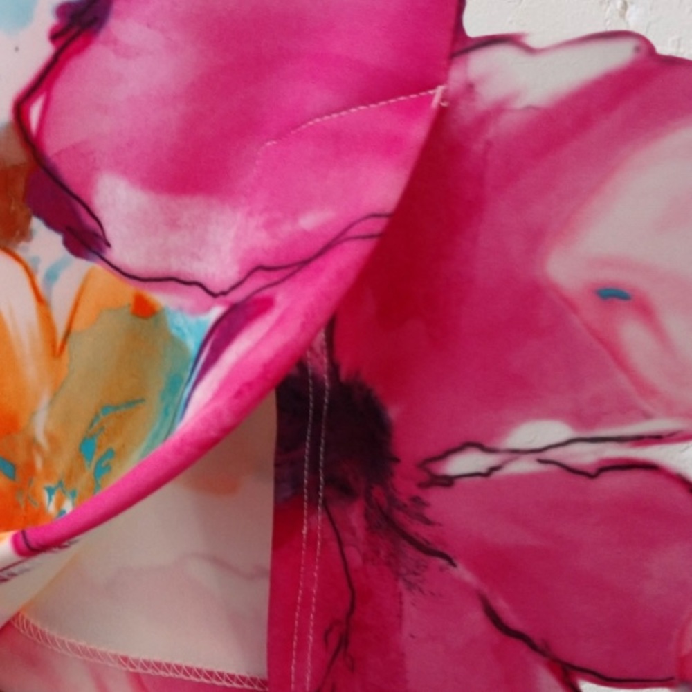 Ovi Fuchsia Pink Yellow Floral Print Sleeveless Sheath Lined Dress NWOT - Picture 10 of 16